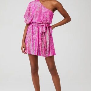 Show Me Your MuMu Pink One-Shoulder Sequin Dress